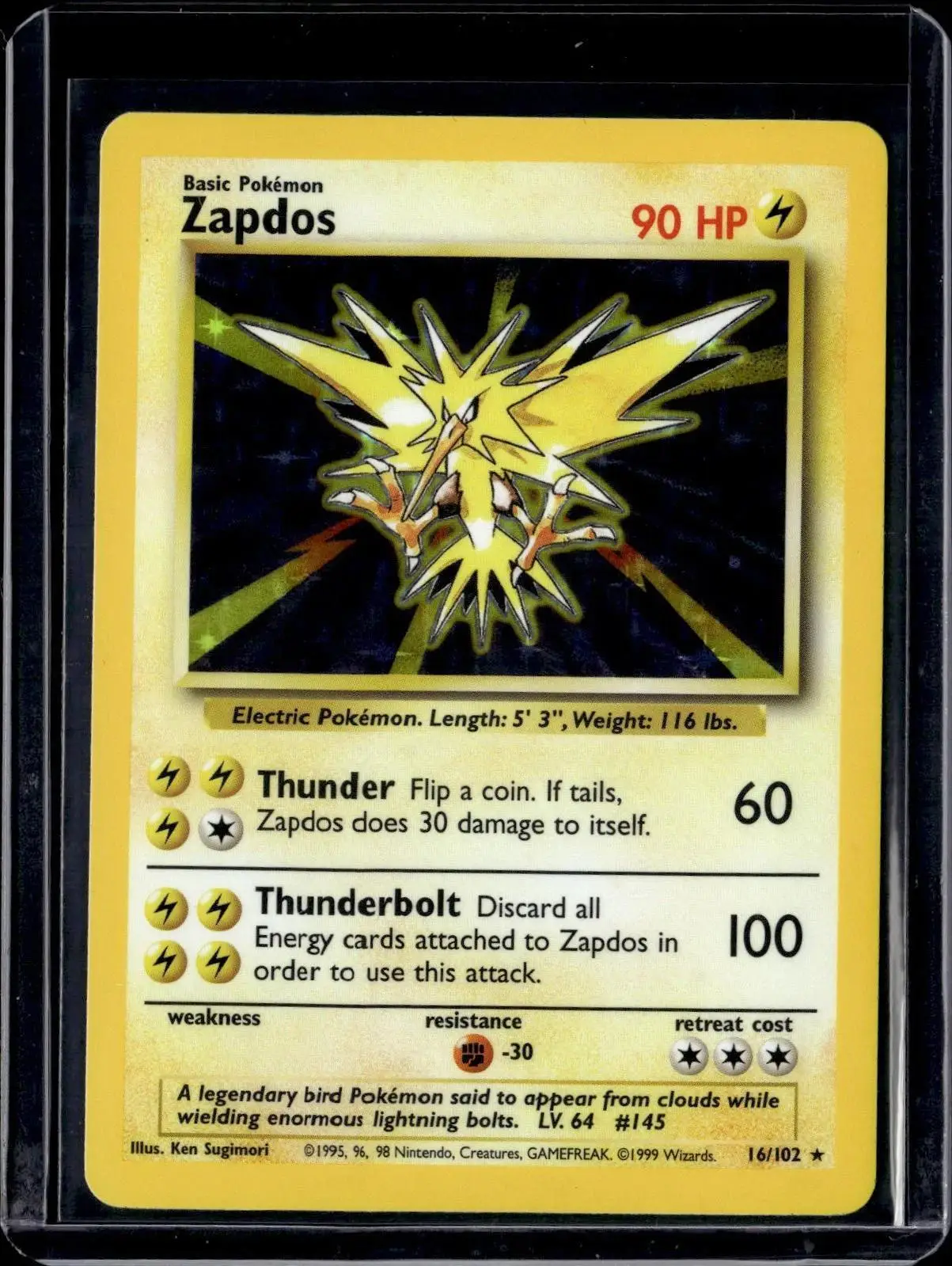 Zapdos Holo Pokemon Base Set 16/102
