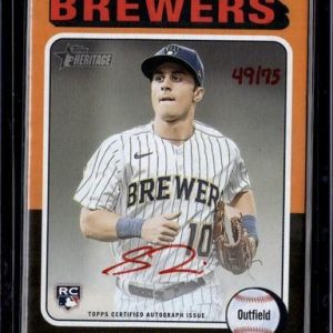 Sal Frelick 2024 Topps Heritage Real One Autographs Red Ink /75 Brewers ROA-SF