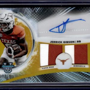 Jerrick Gibson 2025 Bowman U Best Dual Relic Gold Auto /50 Texas Longhorns
