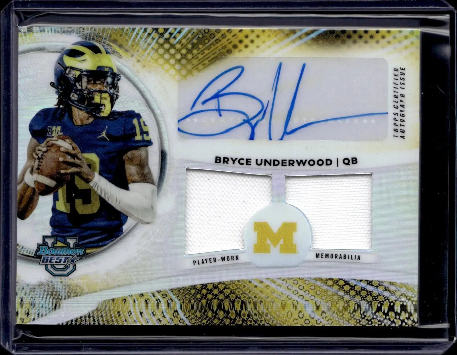 Bryce Underwood 2025 Bowman U Best Dual Relic Auto Michigan Wolverines DRA-BU