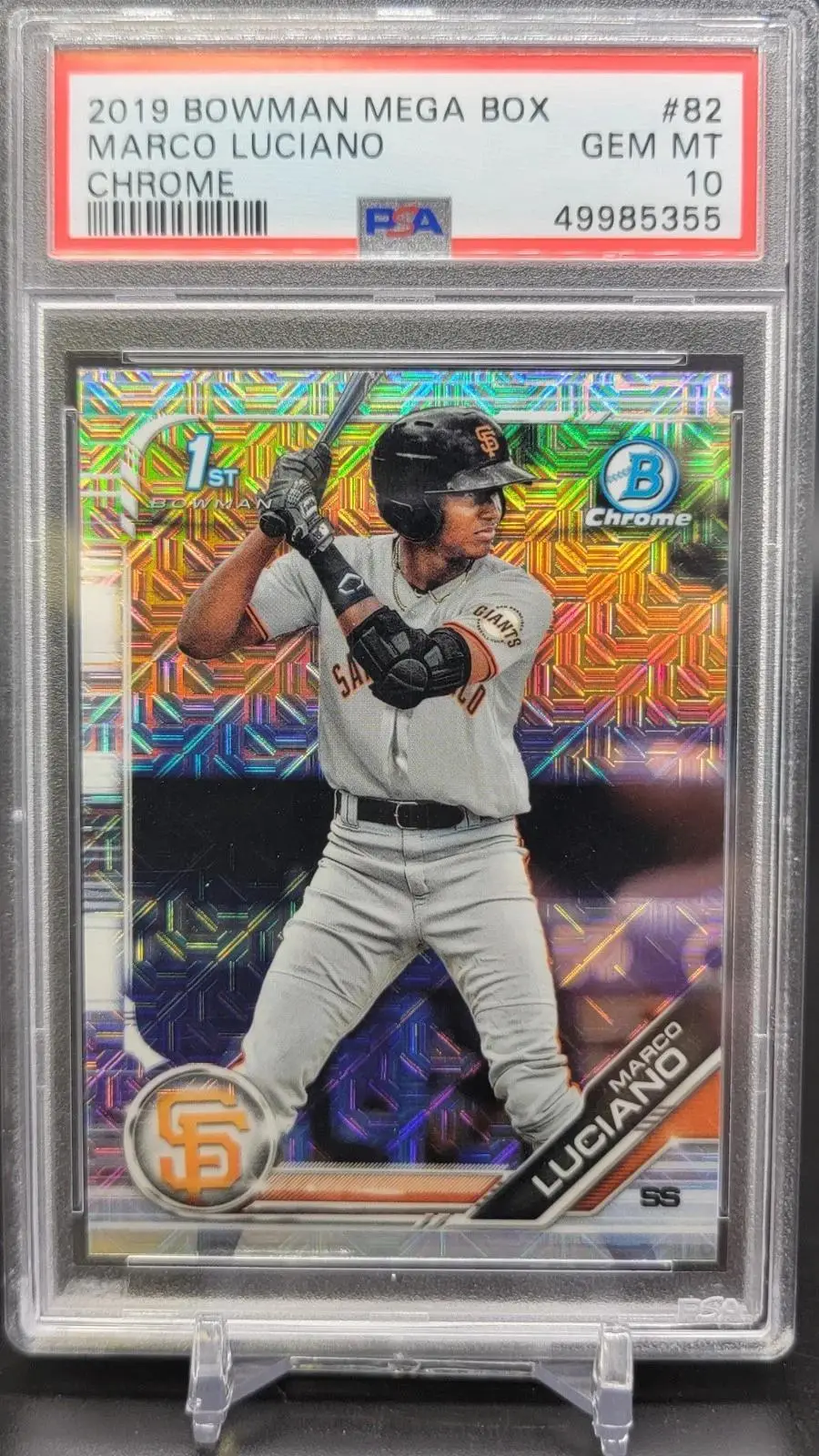 Marco Luciano 2019 Bowman Mega Chrome 1st Mojo Refractor Giants BCP-82 PSA 10
