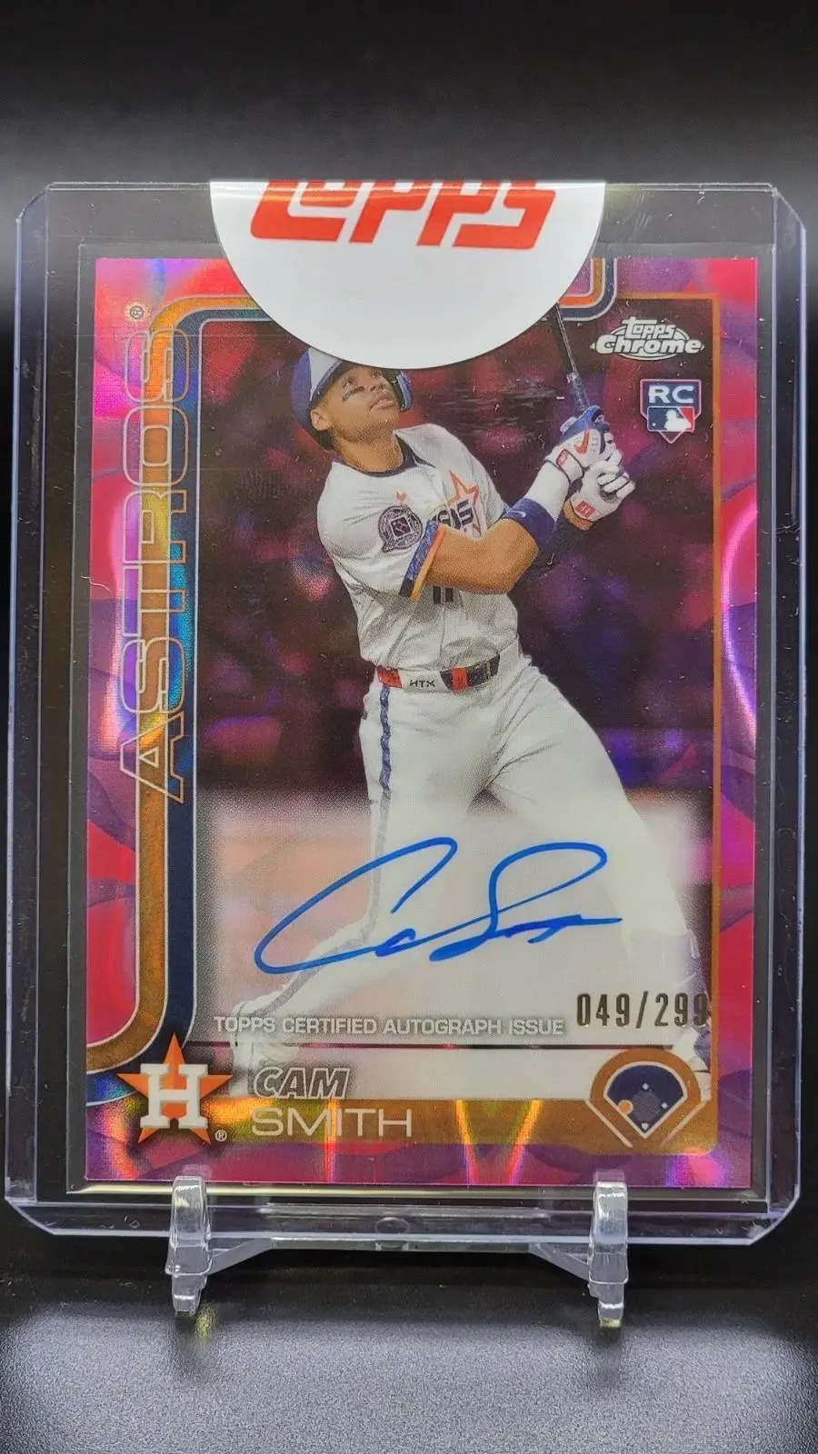 Cam Smith 2025 Topps Chrome Update RC Lava Magenta Auto /299 Astros RA-CAM