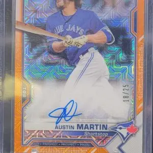 Austin Martin 2021 Bowman Chrome Mega Orange Mojo Auto /25 Blue Jays BCMA-AM