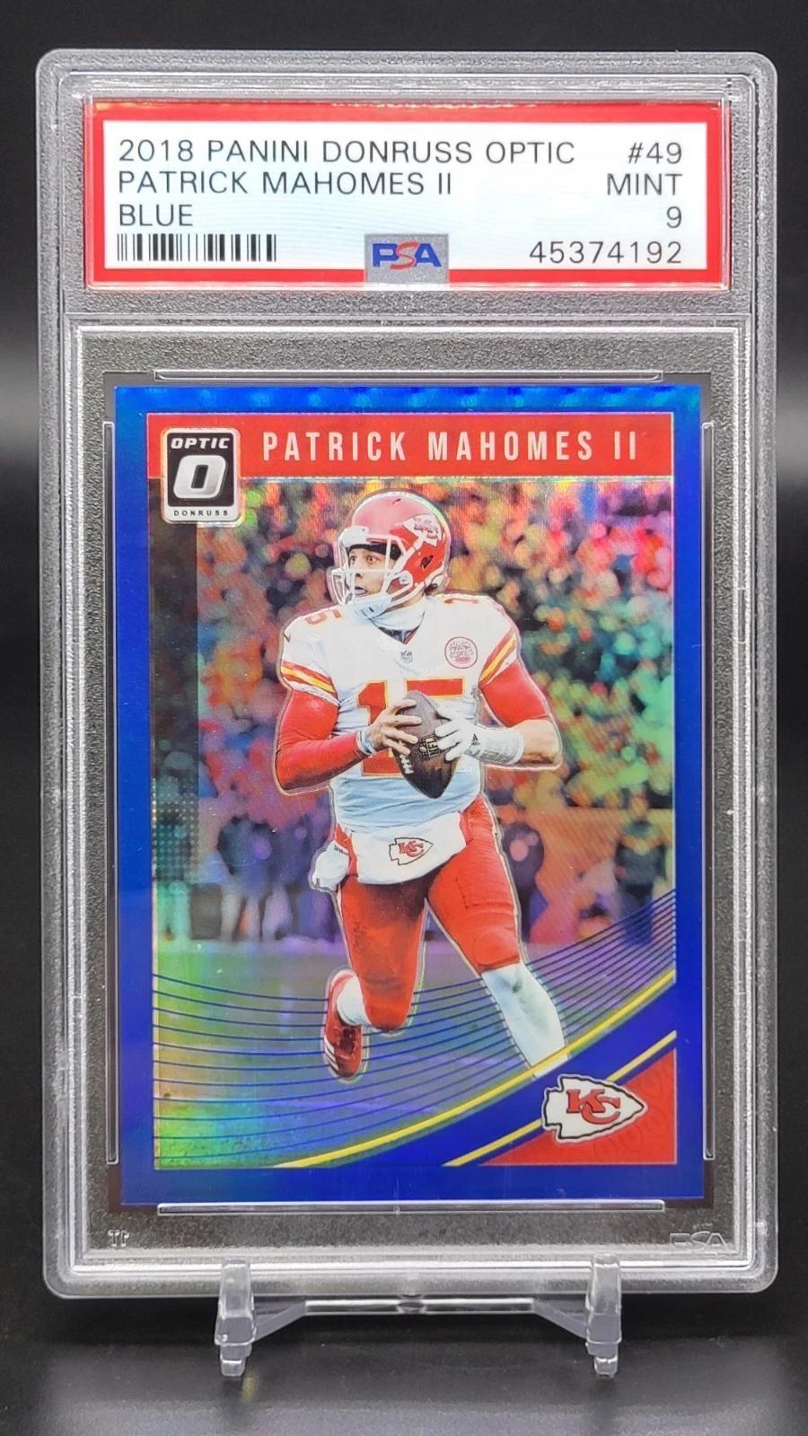 Patrick Mahomes 2018 Donruss Optic Blue 149/149 Kansas City Chiefs 49 PSA 9
