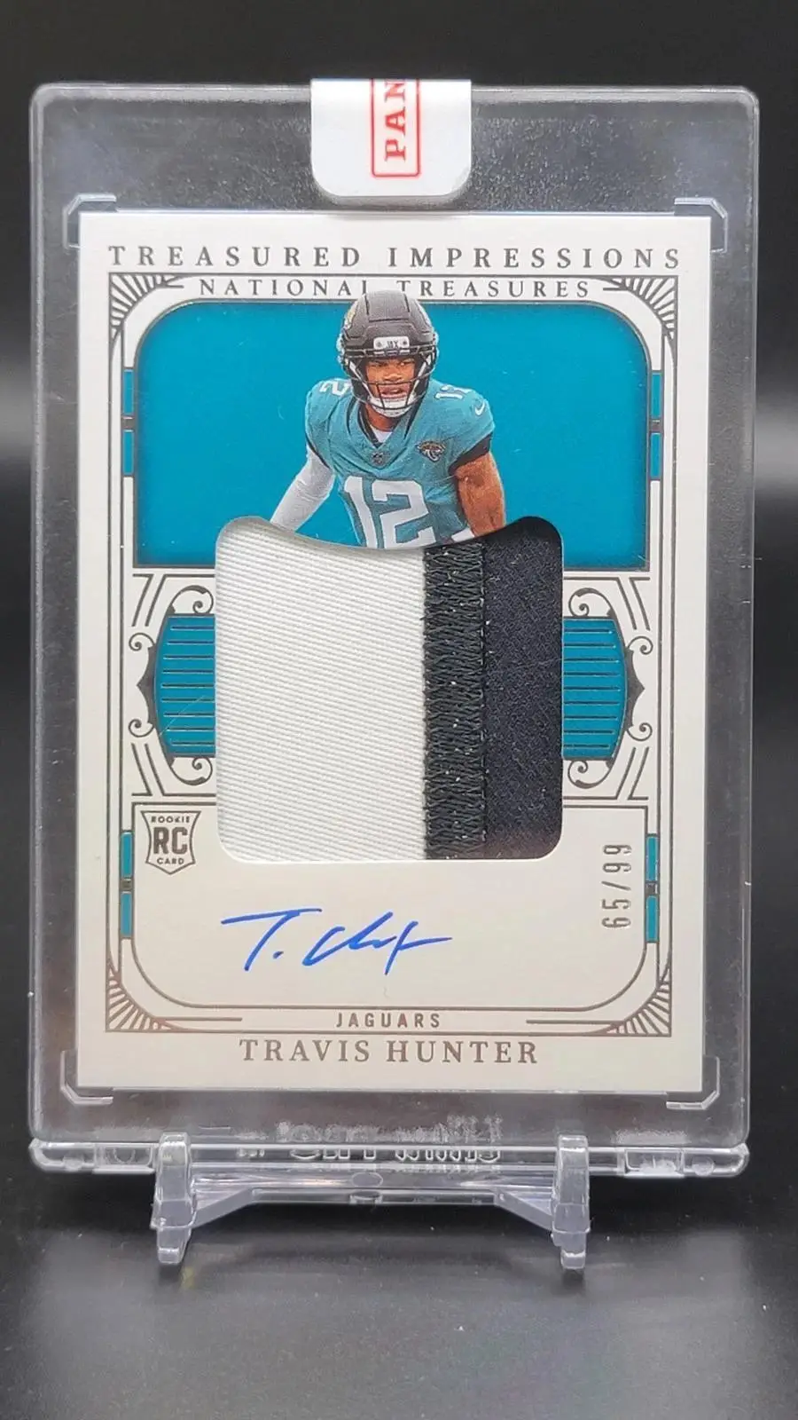 Travis Hunter 2025 National Treasures Jumbo Patch Auto /99 RC Jaguars RTI-THR