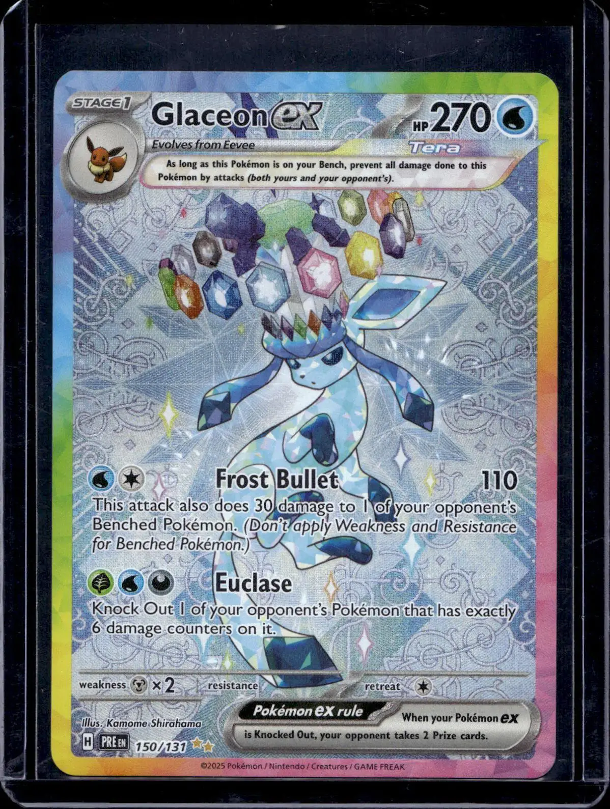 glaceon ex pokemon card SV: Prismatic Evolutions 150/131 Encased in a durable acrylic holder to highlight the vibrant artwork of this fan 2025 Pokemon Pre En-prismatic Evolutions