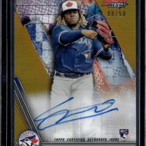 Vladimir Guerrero Jr 2019 Bowman's Best Gold Refractor Auto /50 RC Blue Jays