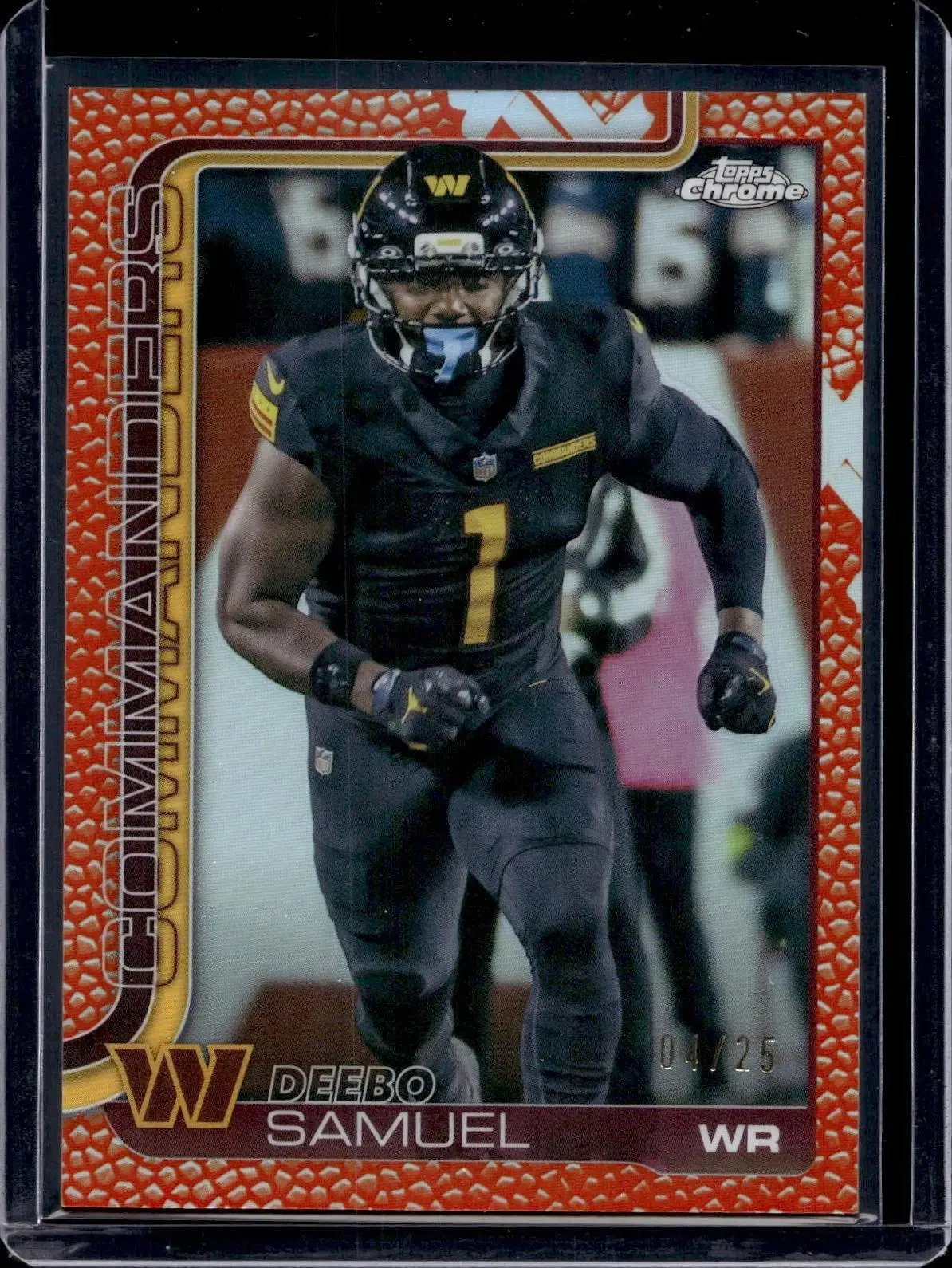 Deebo Samuel 2025 Topps Chrome Football Leather Orange /25 Commanders 294