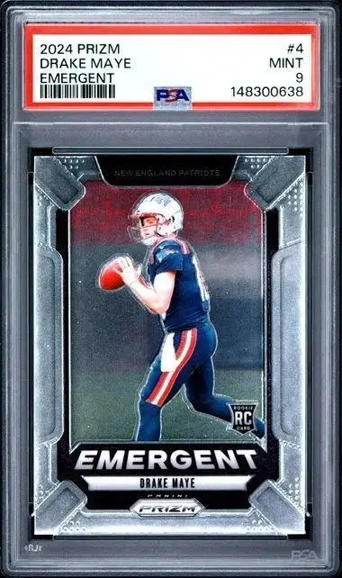 Drake Maye 2024 Prizm Emergent Rookie PSA 9 New England