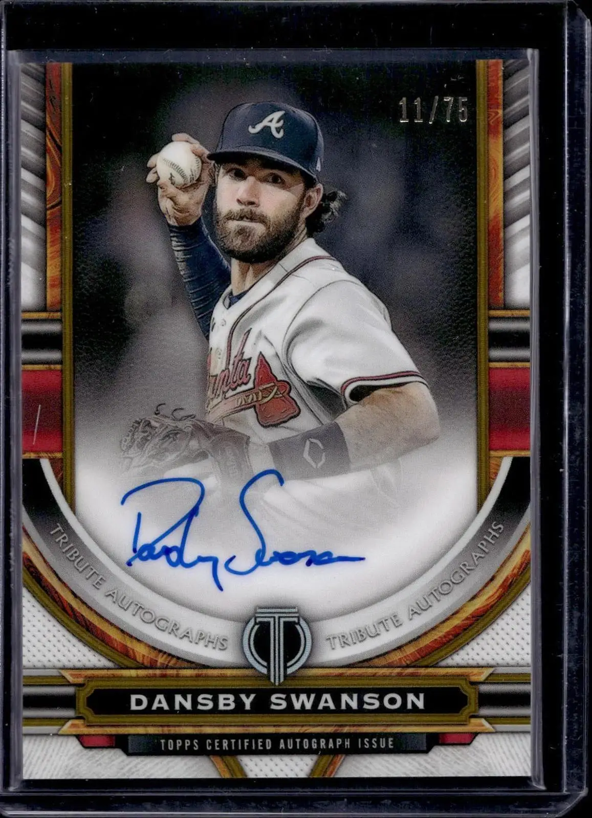 Dansby Swanson 2023 Topps Tribute Gold Auto /75 Atlanta Braves TA-DSW
