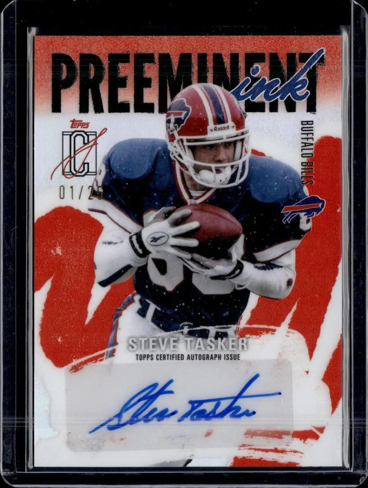 Steve Tasker 2025 Topps Signature Class Preeminent Ink Red /25 Buffalo Bills
