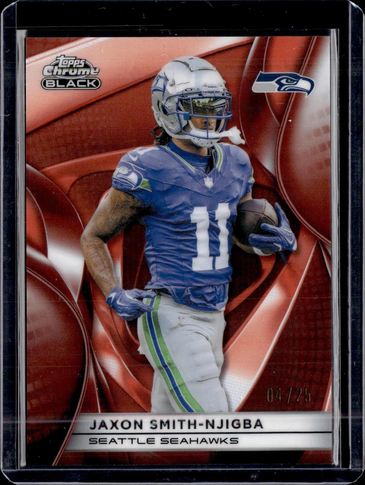 Jaxon Smith-Njigba 2025 Topps Chrome Black Orange Refractor /25 Seahawks 92