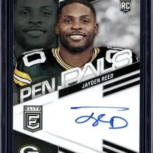 Jayden Reed 2023 Donruss Elite Pen Pals Blue Ink Green Bay Packers PPJRE