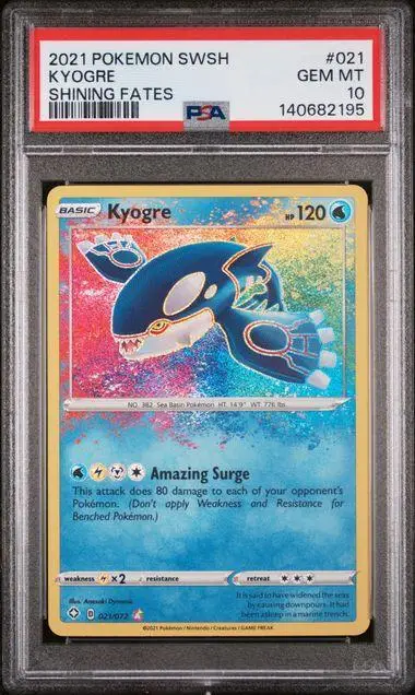 Kyogre Pokemon Shining Fates Holo 021/072 PSA 10