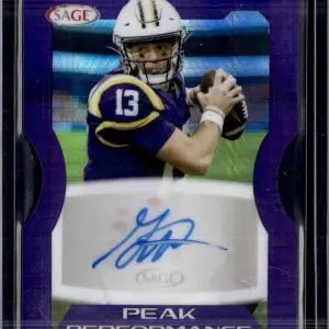 Garrett Nussmeier 2026 SAGE Peak Performance Signatures Purple LSU Tigers PKA-GN