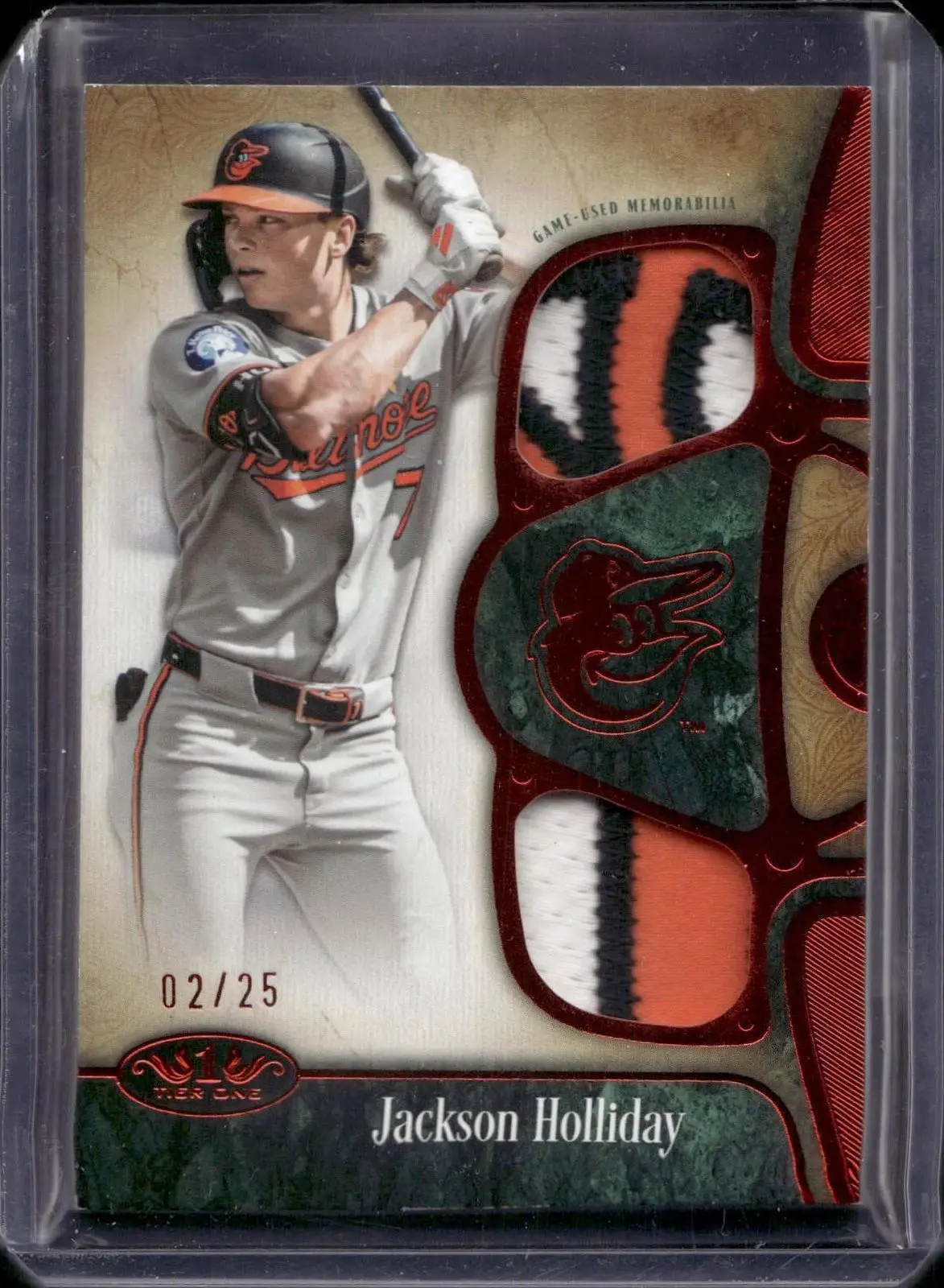 Jackson Holliday 2026 Topps Tier One Dual Relic /25 Baltimore Orioles T1R-JH