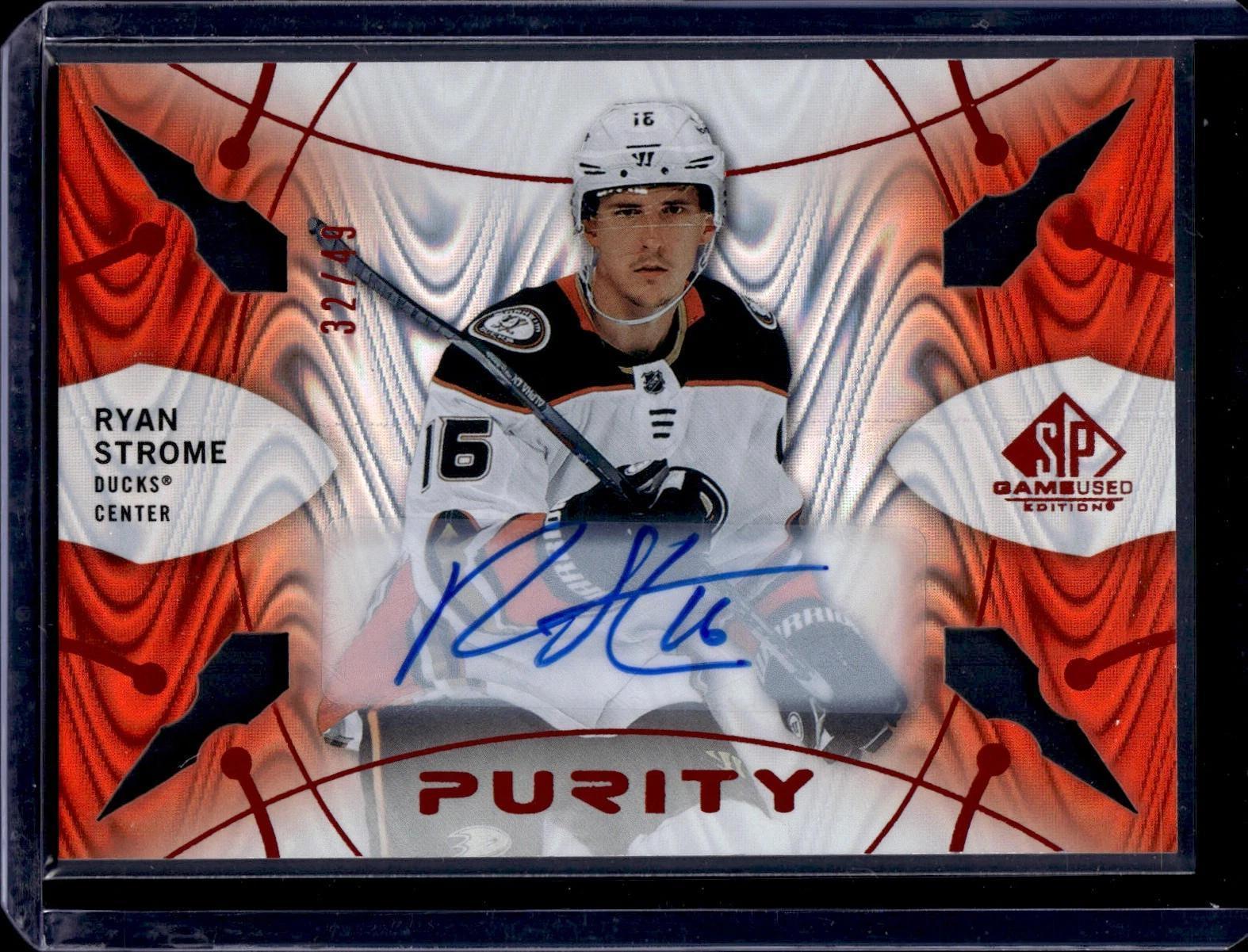 Ryan Strome 2022-23 SP Game Used Purity Auto /49 Anaheim Ducks P-39