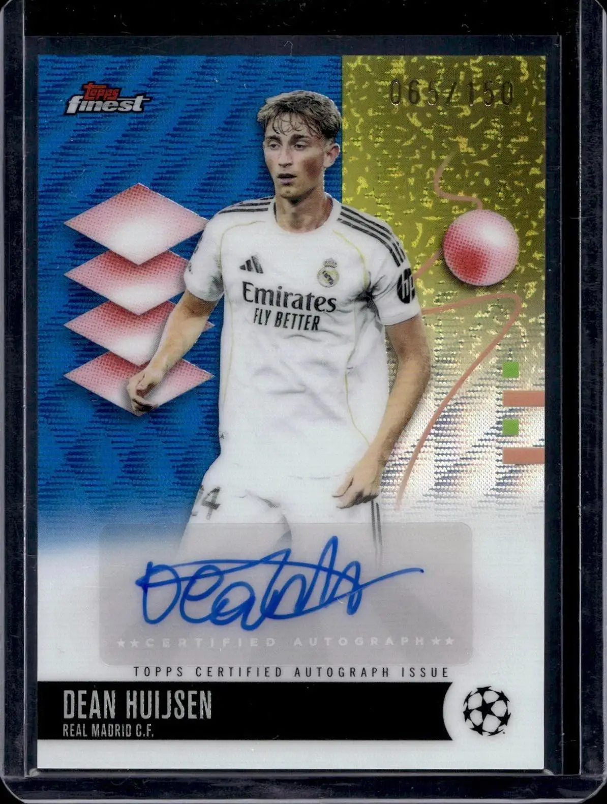 Dean Huijsen 2025-26 Finest UEFA Blue Wave Auto /150 Real Madrid CF BA-DH