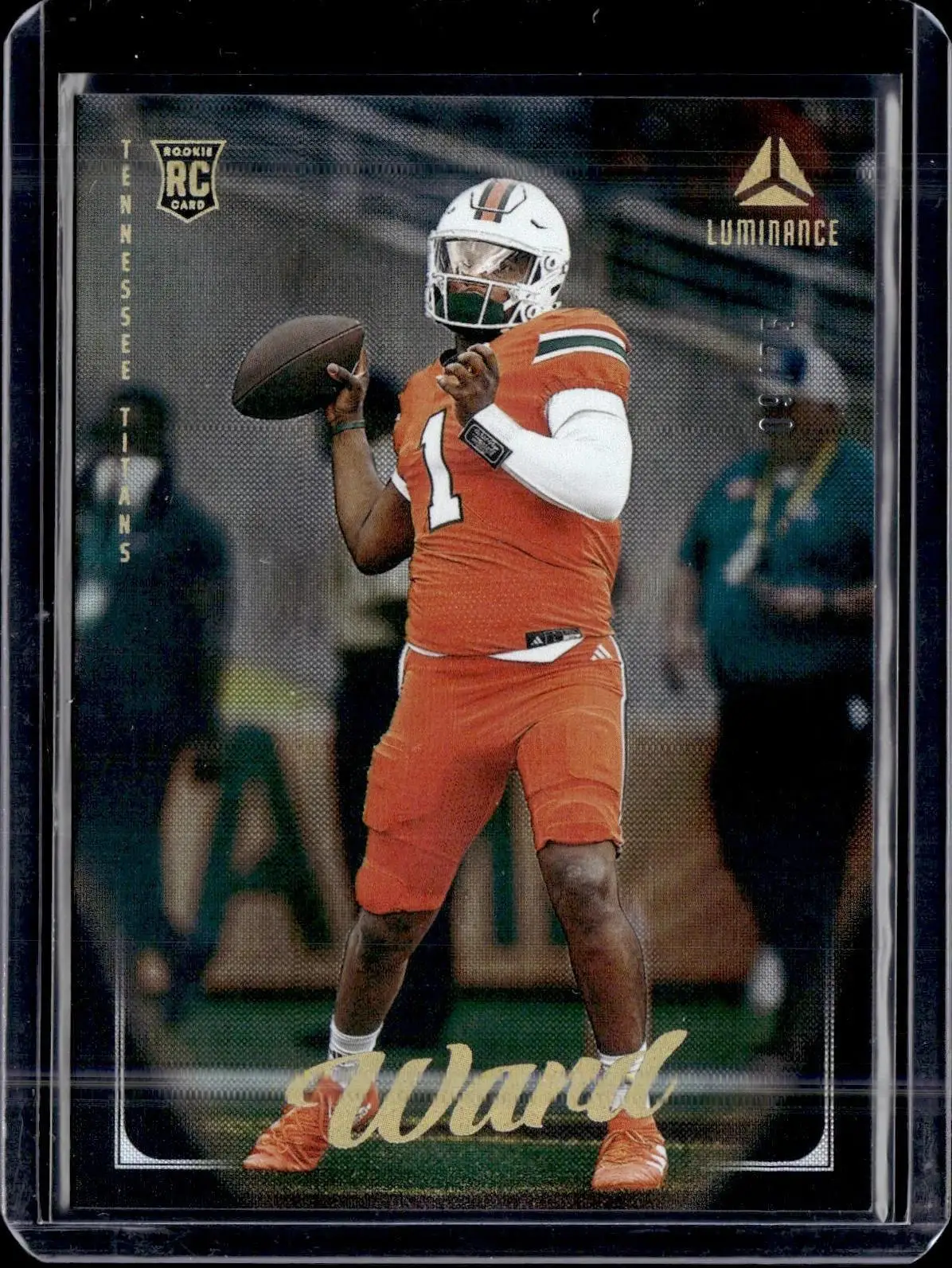 Cam Ward 2025 Panini Luminance Black /75 RC Tennessee Titans 101