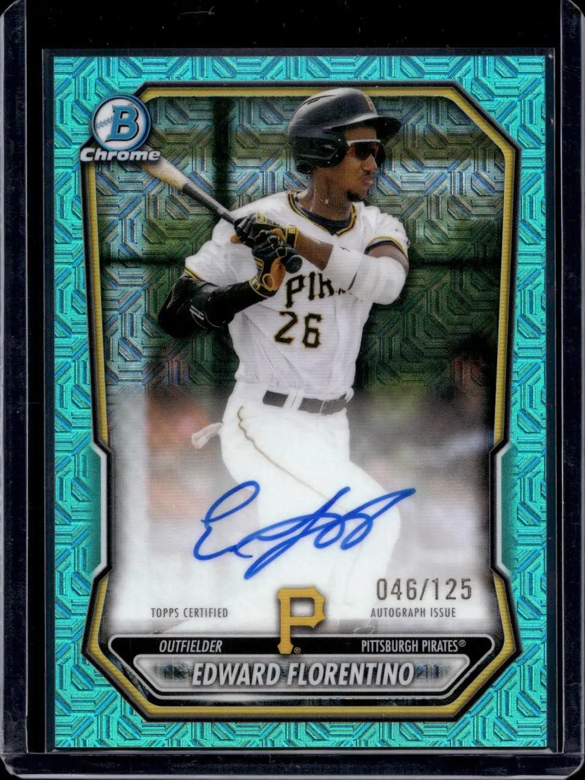 Edward Florentino 2026 Bowman Mega Chrome Aqua Mojo Auto /125 Pirates