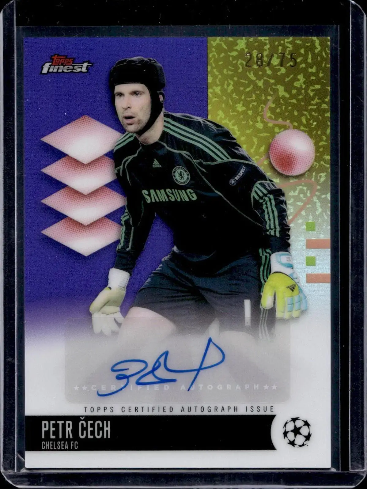 Petr Cech 2025-26 Finest UEFA Purple Refractor Auto /75 Chelsea FC BA-PC