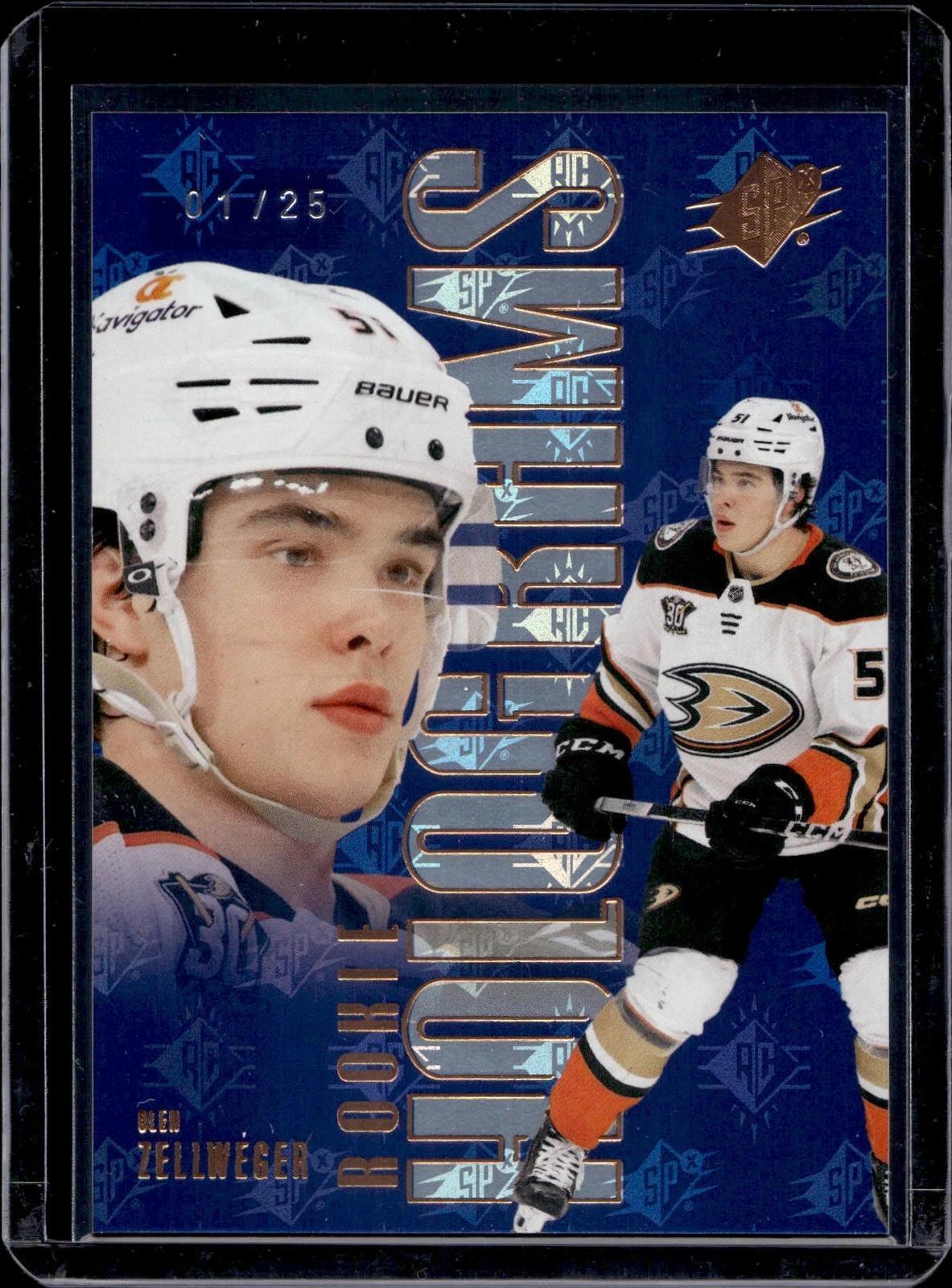 Olen Zellweger 2024-25 SPx Rookie Holograms Blue /25 Anaheim Ducks 165