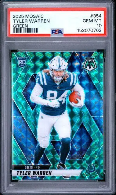 Tyler Warren 2025 Panini Mosaic Green Rookie Indianapolis Colts 354 PSA 10
