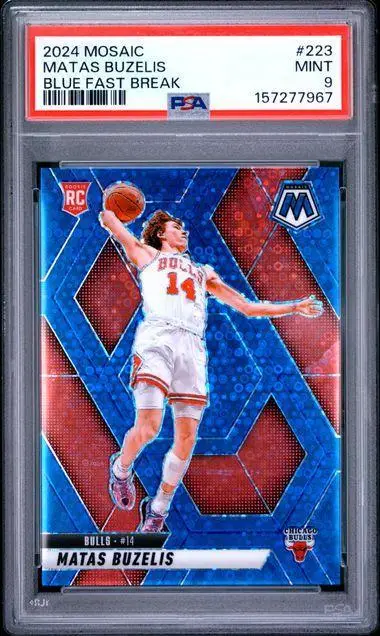 2024 Mosaic Matas Buzelis RC Blue Fast Break /85 223 PSA 9 Chicago Bulls