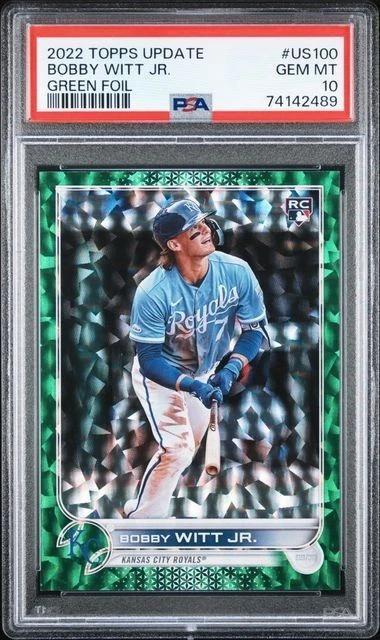Bobby Witt Jr 2022 Topps Update Green Foil /499 RC Kansas City Royals US100 PSA 10