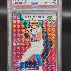 Justin Herbert 2020 Panini Mosaic Pink Camo Rookie Debut Chargers 263 PSA 10