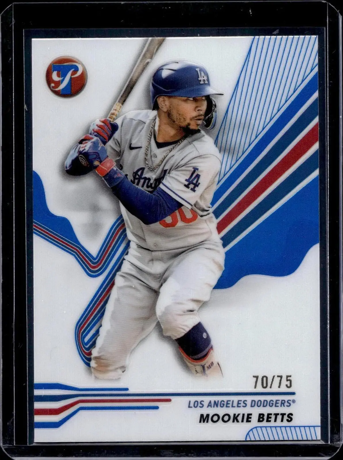 Mookie Betts 2024 Topps Pristine Blue Refractor /75 Los Angeles Dodgers 135
