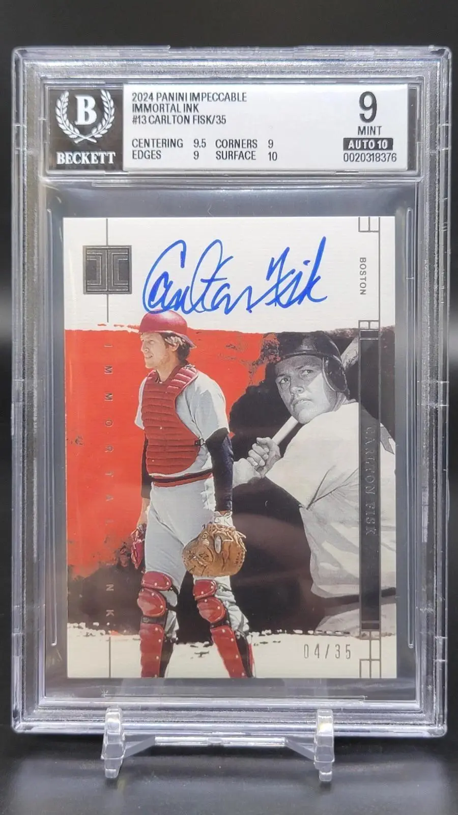 Carlton Fisk 2024 Panini Impeccable Immortal Ink /35 Boston Red Sox 13 BGS 9
