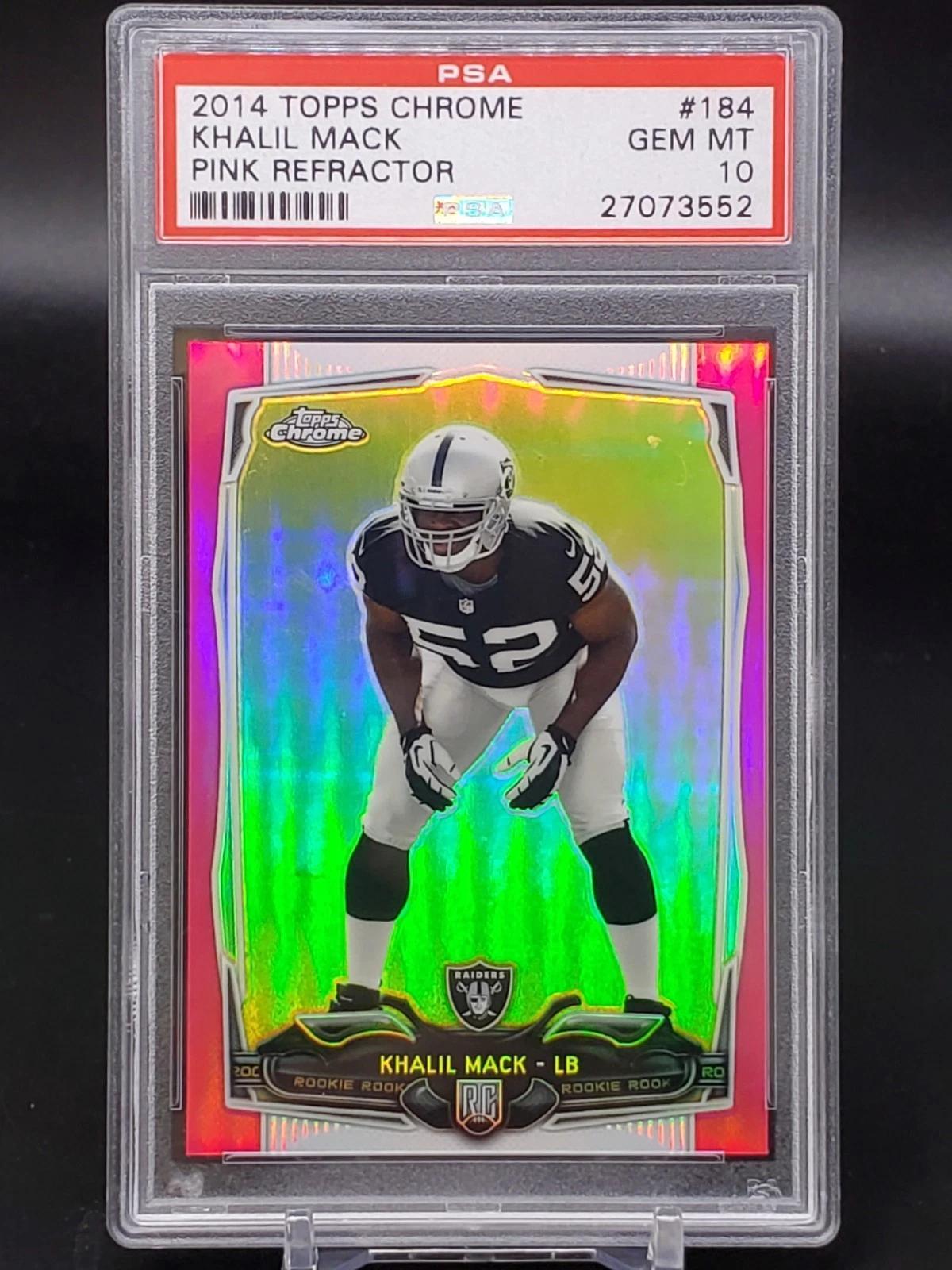 Khalil Mack 2014 Topps Chrome Pink Refractor /399 RC Oakland Raiders 184 PSA 10