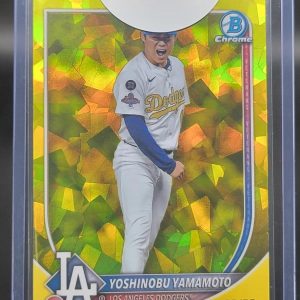 Yoshinobu Yamamoto 2025 Bowman Sapphire Yellow Refractor /75 Los Angeles Dodgers