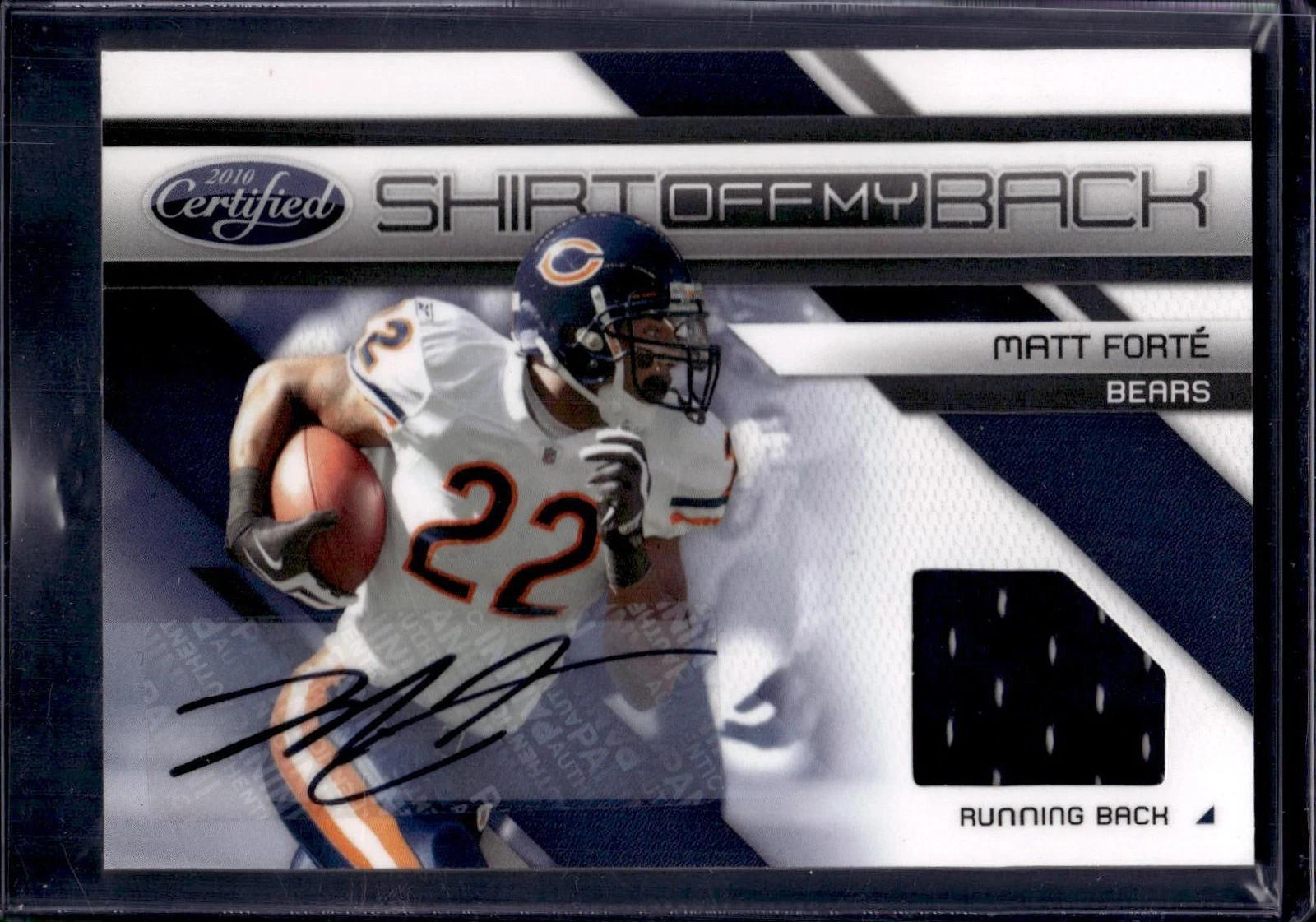Matt Forte 2010 Panini Certified Shirt Off My Back Materials Auto /10 Bears 31