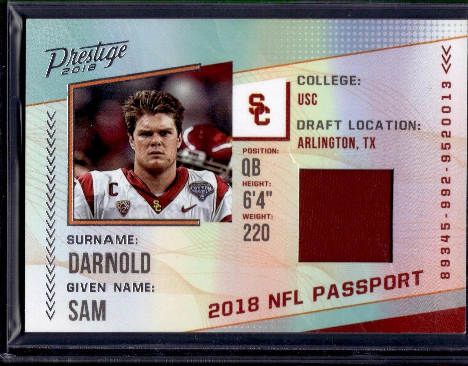 Sam Darnold 2018 Panini Prestige NFL Passport Relic USC Trojans PP-SD