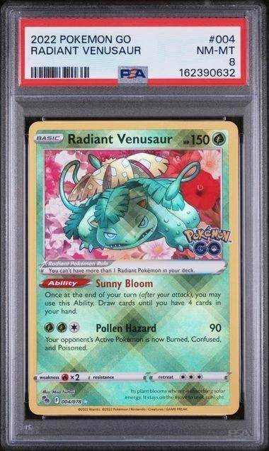Radiant Venusaur Pokemon GO 004/078 PSA 8