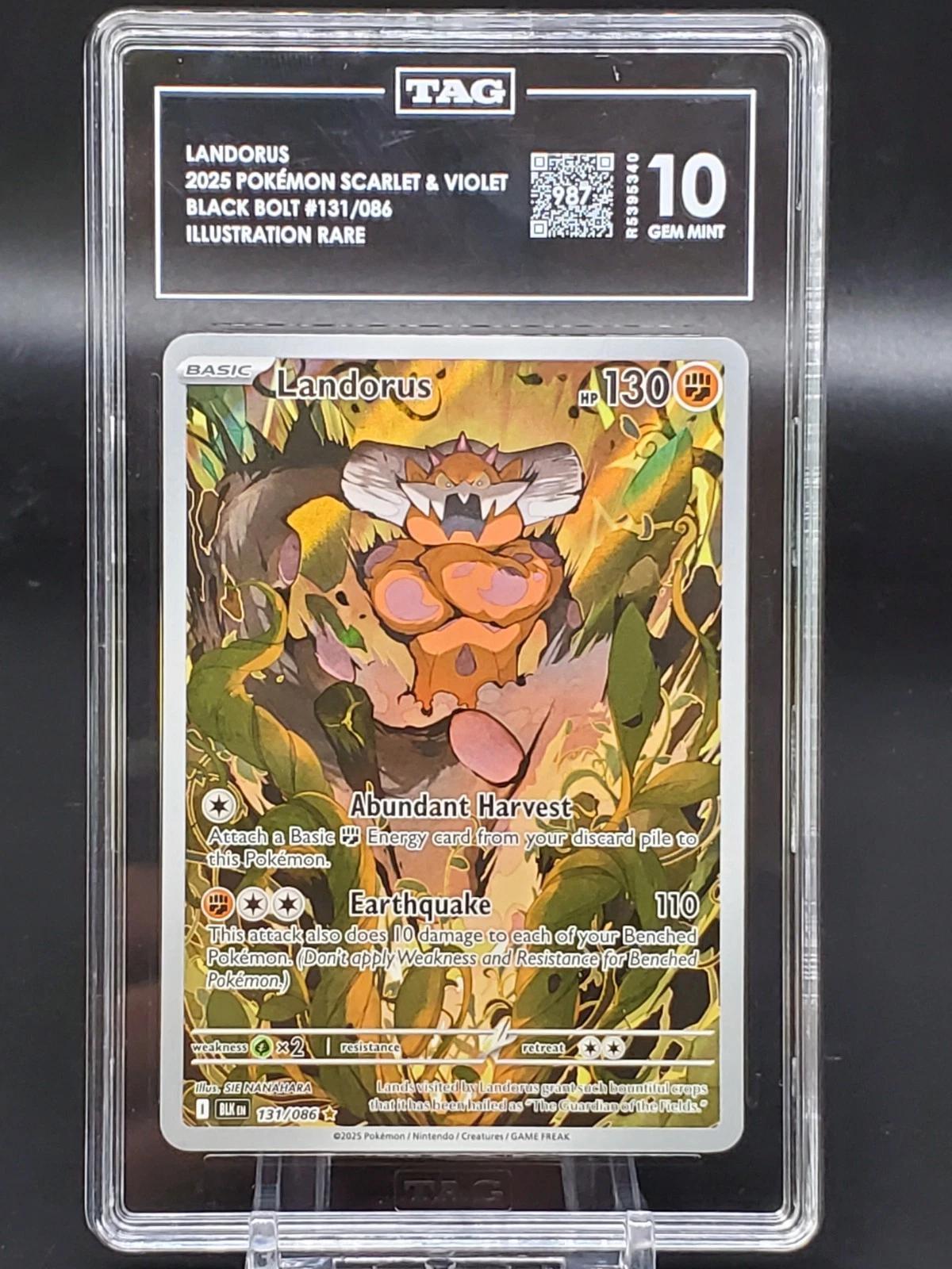 Landorus Pokemon Black Bolt Illustration Rare 131/086 TAG 10