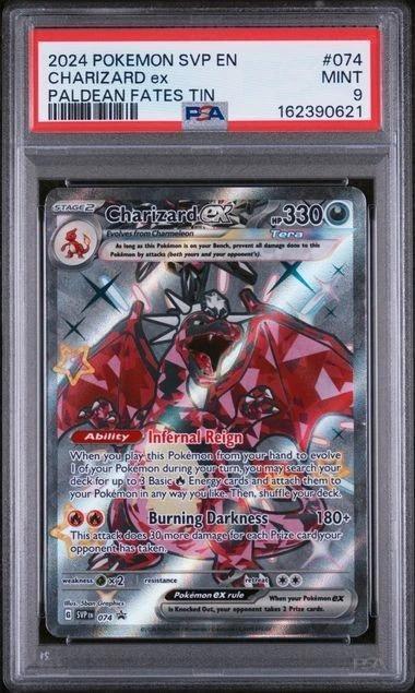 Charizard ex Pokemon Paldean Fates Tin Promo 074 PSA 9