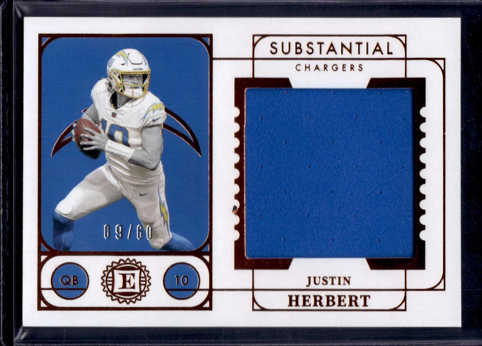 Justin Herbert 2021 Panini Encased Substantial Swatches /60 Los Angeles Chargers