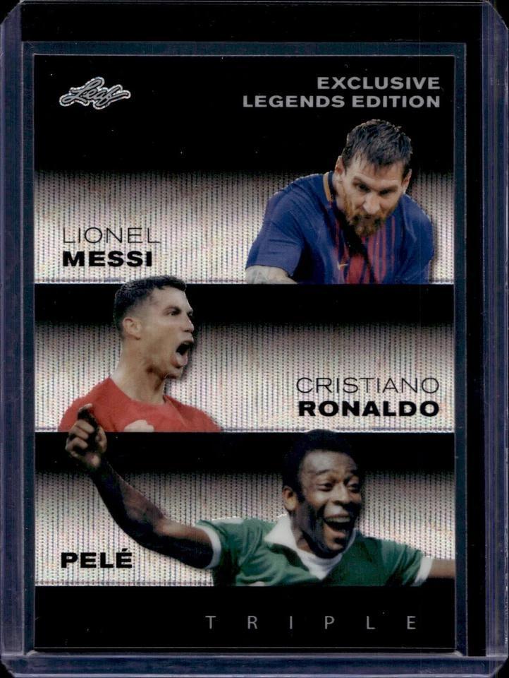 Messi Ronaldo Pele 2024 Leaf Special Release Exclusive Legends Black /7 ELE-104