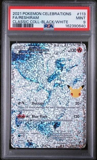 Reshiram Pokemon Celebrations Classic Black White Full Art 113/114 PSA 9
