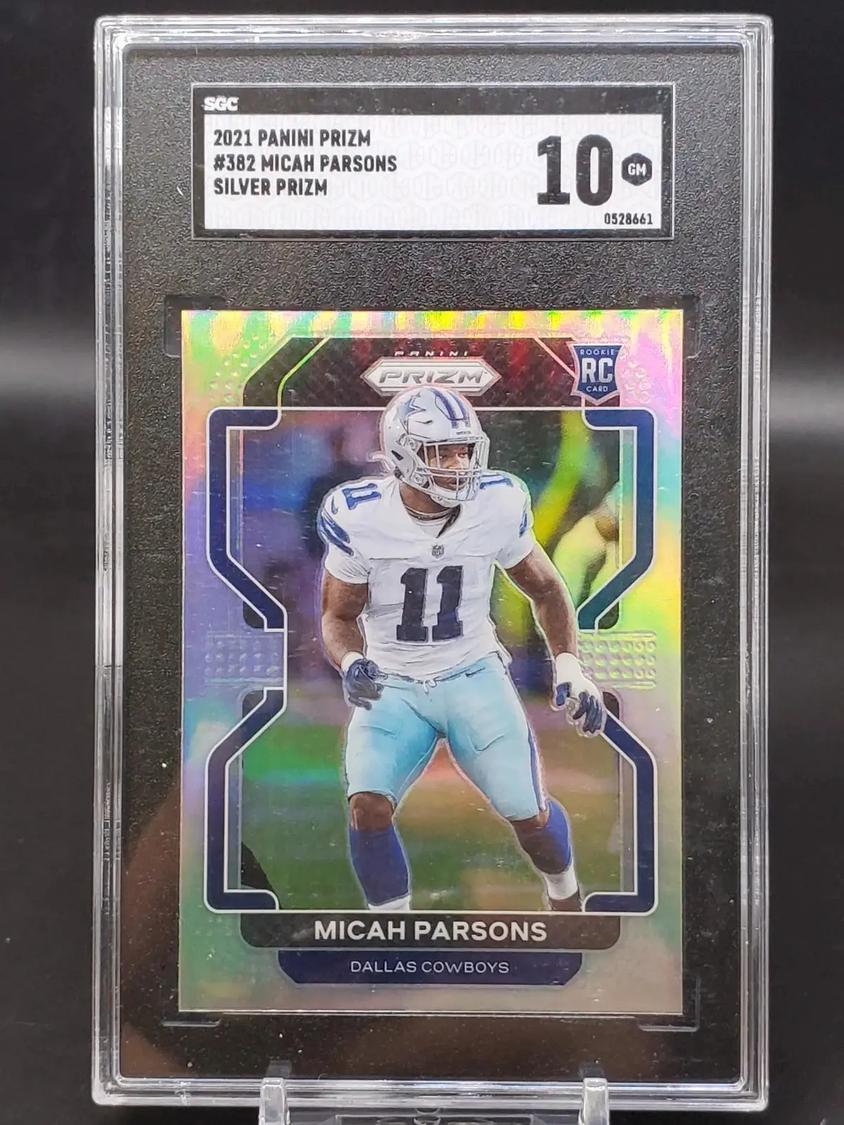 Micah Parsons 2021 Panini Prizm Silver Rookie RC Dallas Cowboys 482 SGC 10