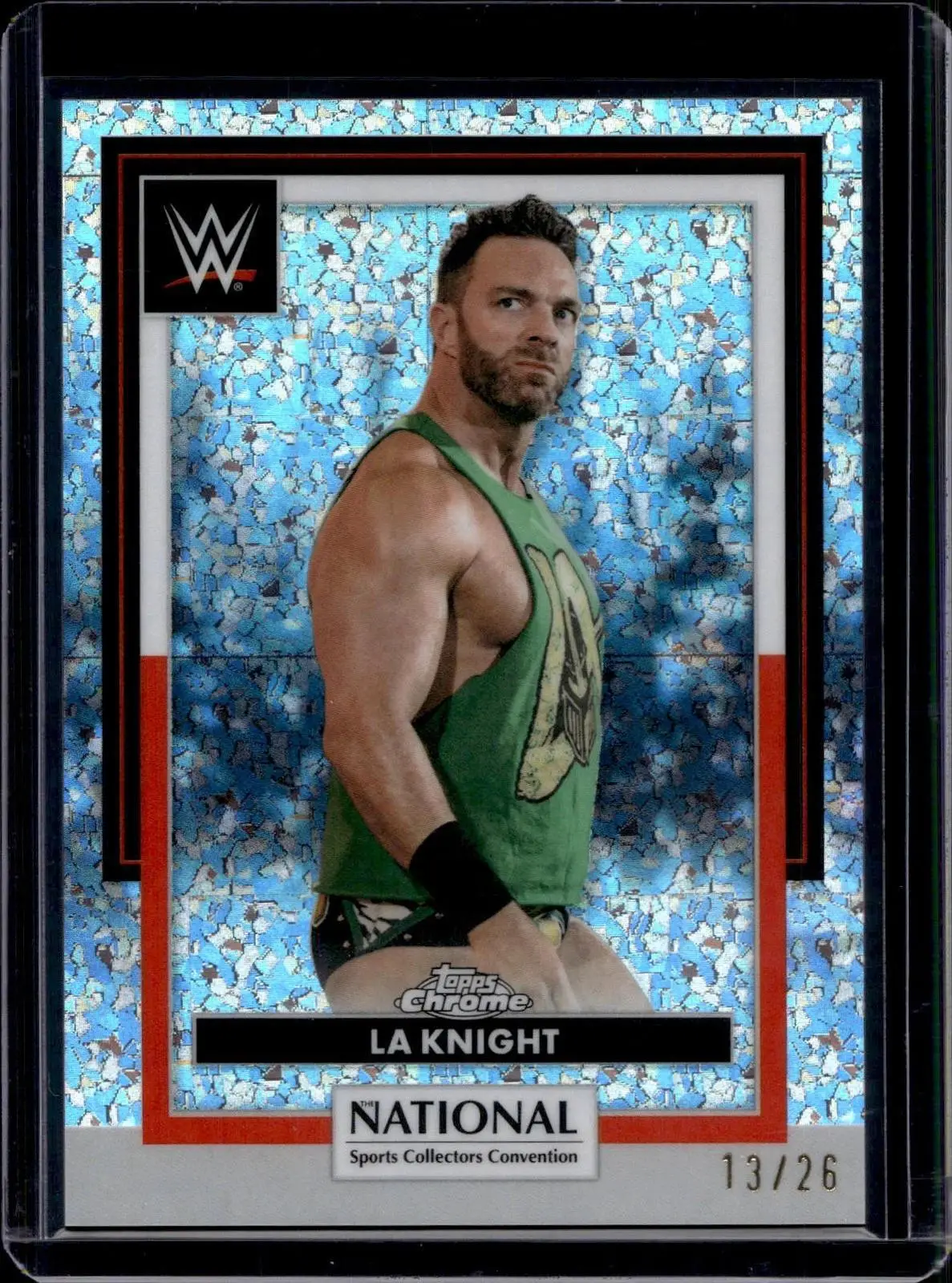 LA Knight 2026 Topps Chrome The National WWE Refractor Annual /26 WWE-01