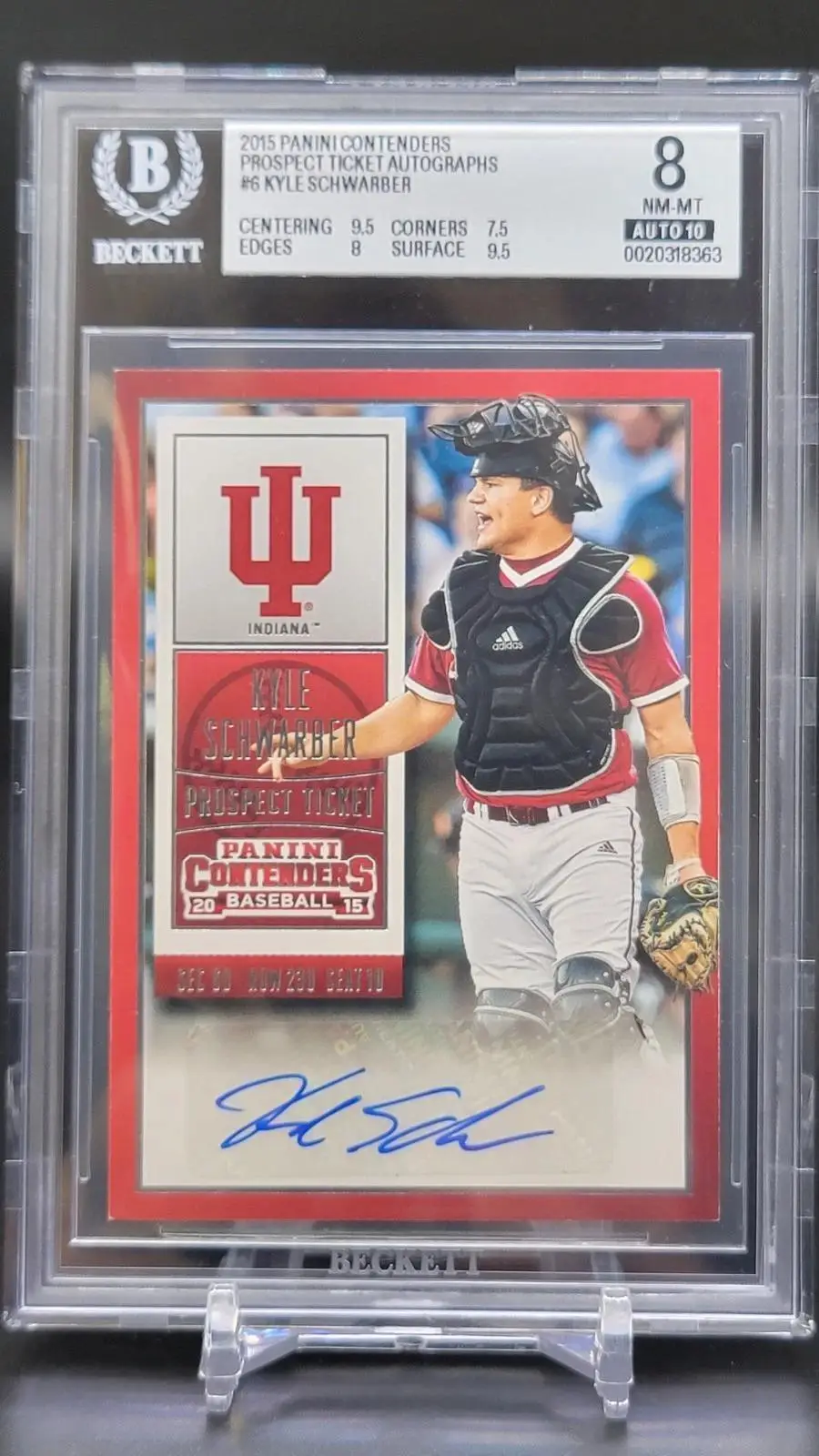 Kyle Schwarber 2015 Panini Contenders Prospect Auto Indiana Hoosiers 6 BGS 8