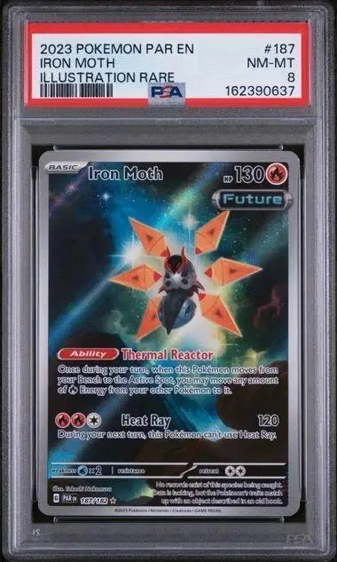 Iron Moth Pokemon Paradox Rift Illustration Rare 187/182 PSA 8