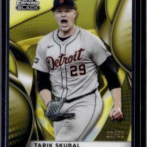 Tarik Skubal 2025 Topps Chrome Black Gold Refractor /50 Detroit Tigers 89