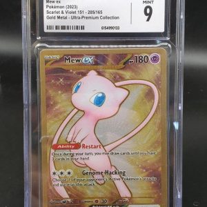 Mew ex Pokemon 151 UPC Gold Metal Promo Card 205/165 CGC 9
