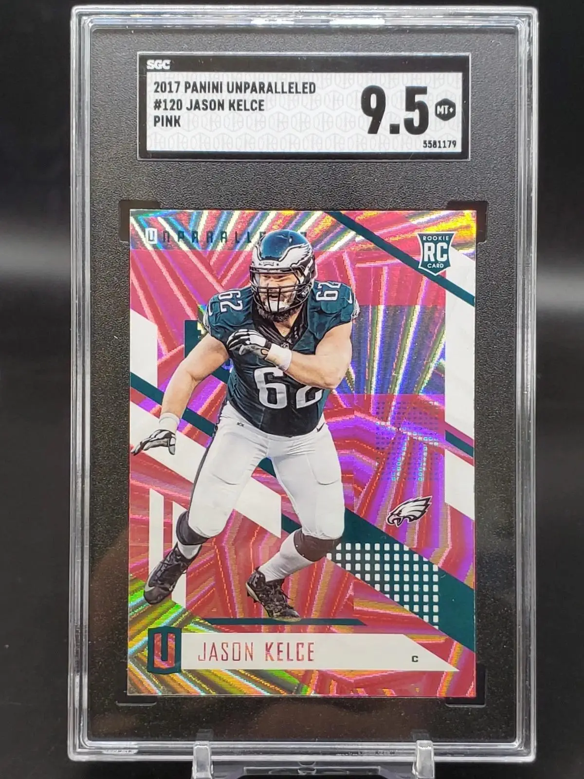 Jason Kelce 2017 Panini Unparalleled Pink Wedges RC Philadelphia Eagles SGC 9.5