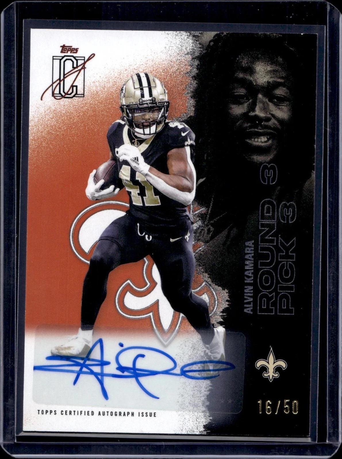 Alvin Kamara ***2025 Topps Signature Class Auto Orange /50 New Orleans Saints 90
